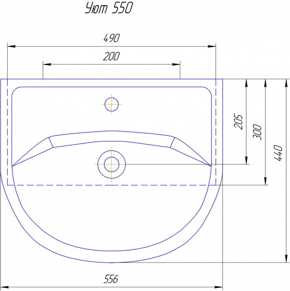 Чертеж Раковина Уют 55