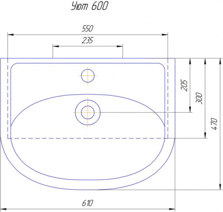 Чертеж Раковина Уют 60