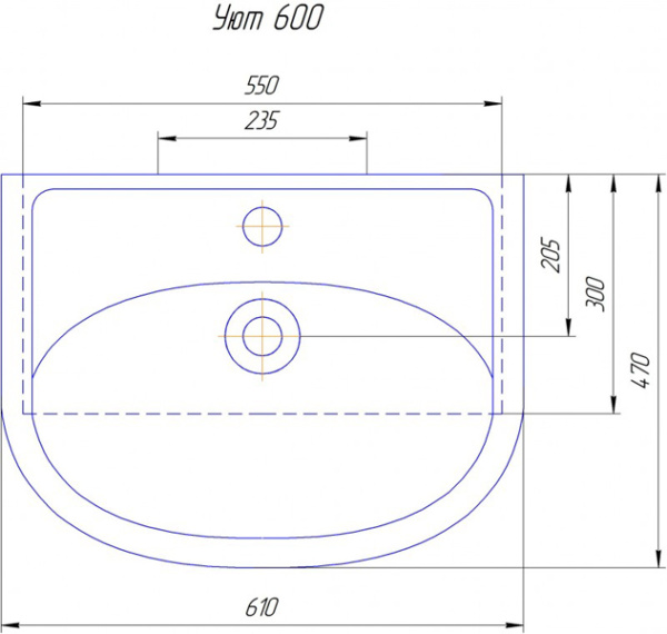 Чертеж Раковина Уют 60
