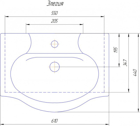 Чертеж Раковина Элегия 60
