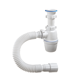 ОРИО сифон бутылочный 1 1/2 х 40 с пластиковой решеткой D-70мм, с гибкой трубой 40-40/50(А-7001)