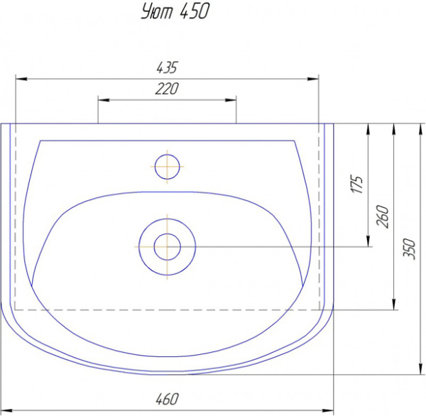 Чертеж Раковина Уют 45